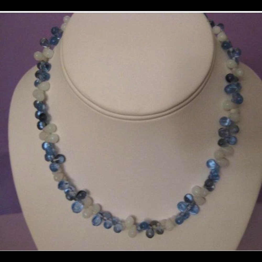Blue and white choker